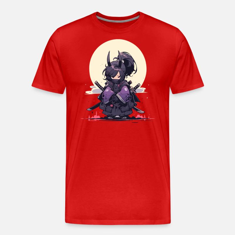 Episches Samurai Mädchen Anime-Design - Männer Premium Bio T-Shirt - Rot