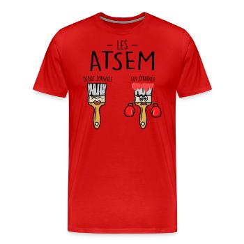 les ATSEM en début et fin d'année - T-shirt bio Premium Homme - rouge - Devant - Damien (186cm)