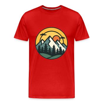 Art d'aventure au coucher du soleil en montagne - T-shirt bio Premium Homme - rouge - Devant - Damien (186cm)