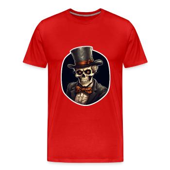 Skull with top hat - Men's Premium Organic T-Shirt - red - Front - Damien (186cm)