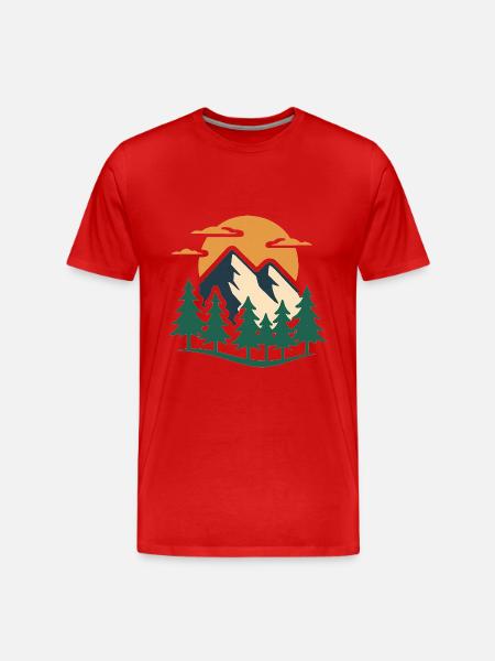 Evergreen Mountain Adventure Design - Men's Premium Organic T-Shirt - red
