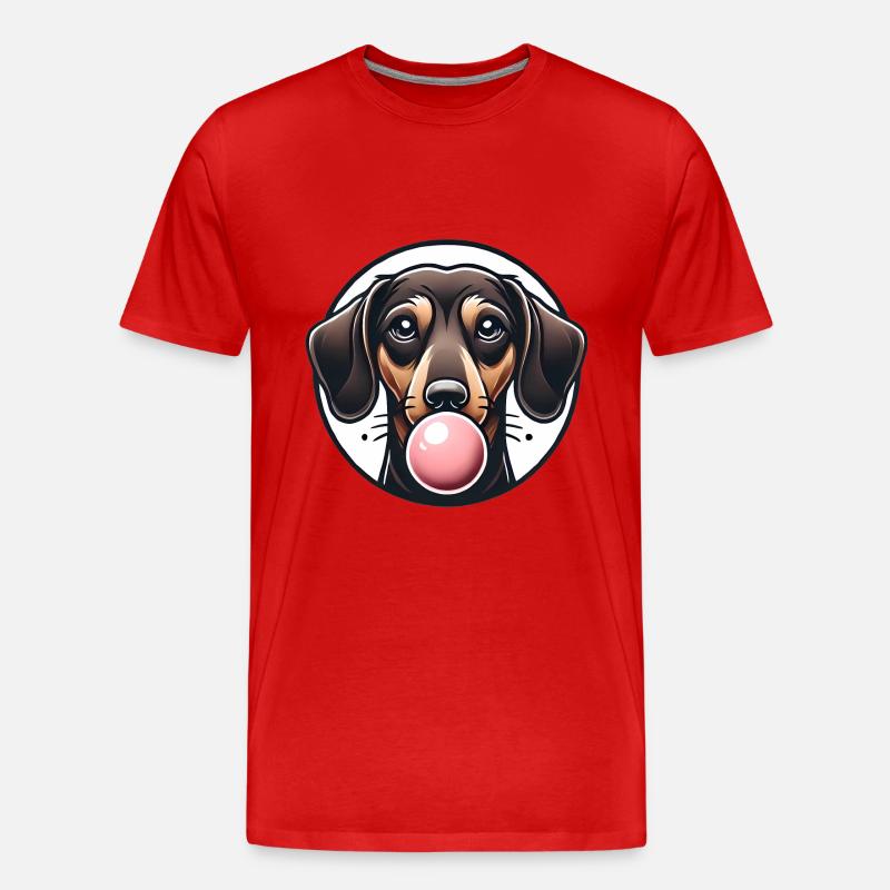 Dackel mit Kaugummi Grafik - Männer Premium Bio T-Shirt - Rot