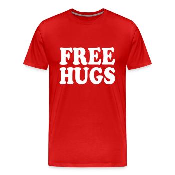 Free hugs - Männer Premium Bio T-Shirt - Rot - Vorne - Damien (186cm)