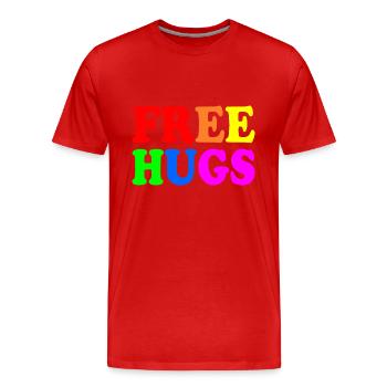 Free hugs - Männer Premium Bio T-Shirt - Rot - Vorne - Damien (186cm)