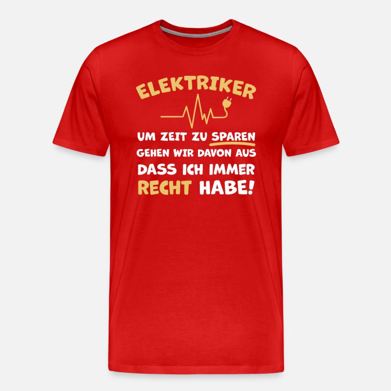 Elektriker Witziger Spruch - Männer Premium Bio T-Shirt - Rot