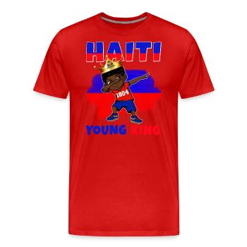 Haïti Jeune Roi Haïti Drapeau d’Haïti Mélanine pour les garçons noirs - T-shirt bio Premium Homme - rouge - Devant - Damien (186cm)