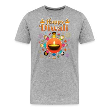 Happy Diwali for Kids Deepavali Wishes - Men's Premium Organic T-Shirt - heather grey - Front - Damien (186cm)