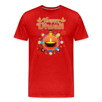 Happy Diwali for Kids Deepavali Wishes - Men's Premium Organic T-Shirt - red - Front - Damien (186cm)