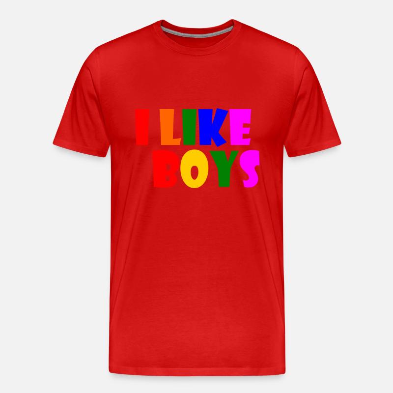 I like boys - Männer Premium Bio T-Shirt - Rot