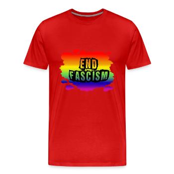 Stop AfD contre la droite, la démocratie, la diversité, la gauche - T-shirt bio Premium Homme - rouge - Devant - Damien (186cm)