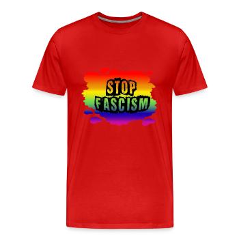 Stop AfD contre la droite, la démocratie, la diversité, la gauche - T-shirt bio Premium Homme - rouge - Devant - Damien (186cm)