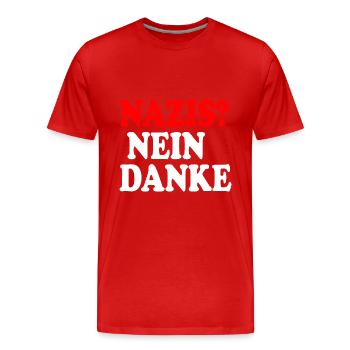 Nazis nein danke - Männer Premium Bio T-Shirt - Rot - Vorne - Damien (186cm)