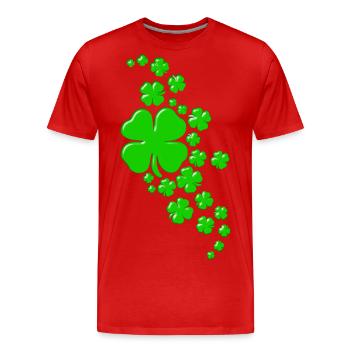 Klee Ornament fliegende Kleeblätter Glück - Männer Premium Bio T-Shirt - Rot - Vorne - Damien (186cm)