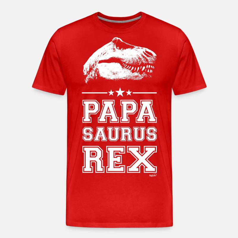 Papa Saurus Rex - Männer Premium Bio T-Shirt - Rot