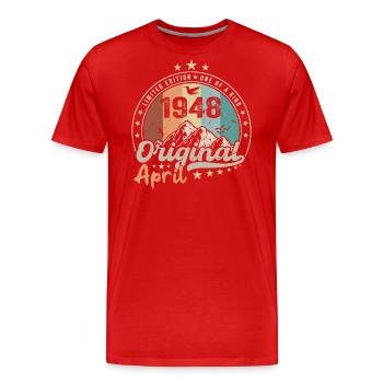 1948 April 1948 Geburtstag April 1948 April - Männer Premium Bio T-Shirt - Rot - Vorne - Damien (186cm)