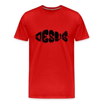 Jesus - Fisch - Liebe - Gläubige - Geschenk - Männer Premium Bio T-Shirt - Rot - Vorne - Damien (186cm)