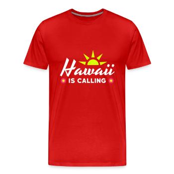 Hawaï appelle (soleil, rayons du soleil, fleurs) - T-shirt bio Premium Homme - rouge - Devant - Damien (186cm)