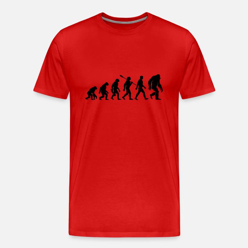 Evolution - Bigfoot - Yeti - Männer Premium Bio T-Shirt - Rot
