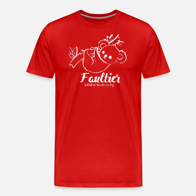 Faultier weiss - Männer Premium Bio T-Shirt - Rot