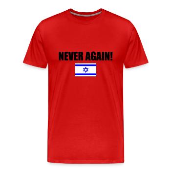 Never again - israel - Männer Premium Bio T-Shirt - Rot - Vorne - Damien (186cm)