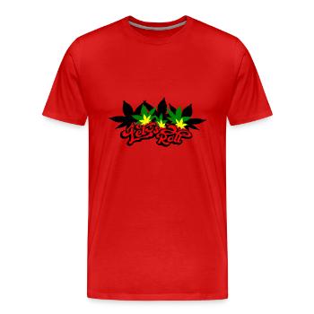 Lasst uns Cannabisblätter rollen - Männer Premium Bio T-Shirt - Rot - Vorne - Damien (186cm)