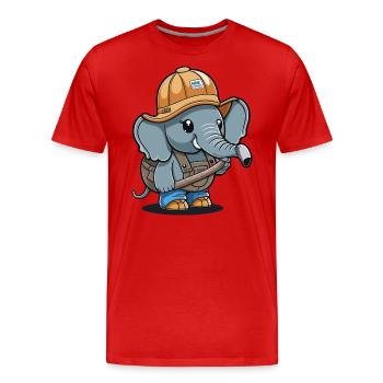 Elephant Builder - Men's Premium Organic T-Shirt - red - Front - Damien (186cm)