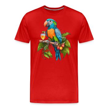 Fête des perroquets - T-shirt bio Premium Homme - rouge - Devant - Damien (186cm)