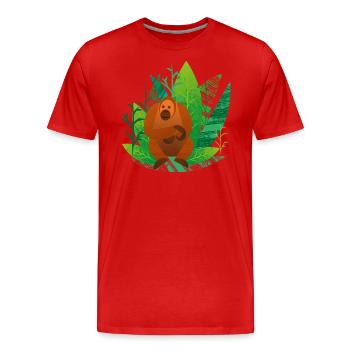 Orang Utan im Grünen - Männer Premium Bio T-Shirt - Rot - Vorne - Damien (186cm)