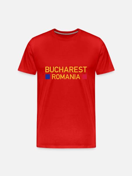 Bucharest, Romania (two squares) - Men's Premium Organic T-Shirt - red