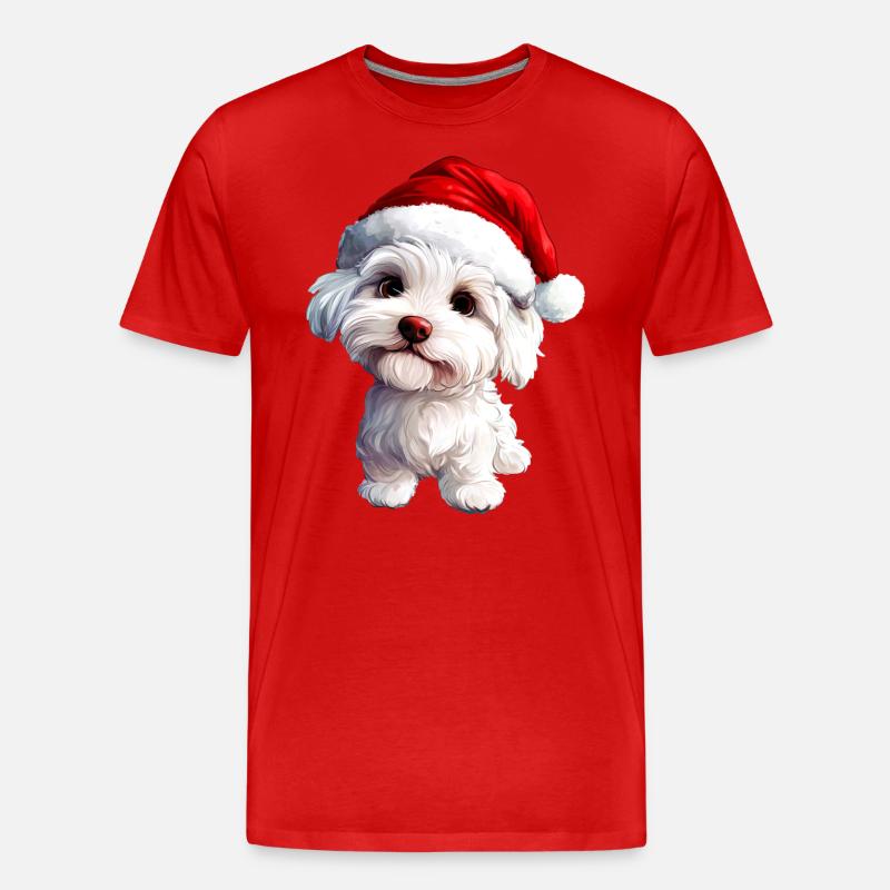 Hund Weihnachtsmann - Männer Premium Bio T-Shirt - Rot