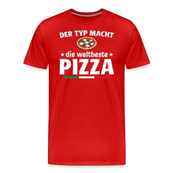 Pizzabäcker - Der Typ macht die weltbeste Pizza - Männer Premium Bio T-Shirt - Rot - Vorne - Damien (186cm)