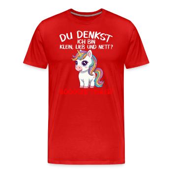 Einhorn lustiger Spruch frech Geschenk süß Mädchen - Männer Premium Bio T-Shirt - Rot - Vorne - Damien (186cm)