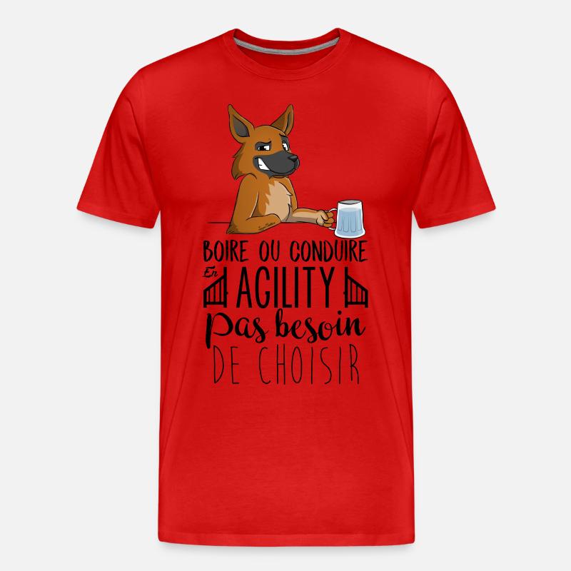 Trinken oder Fahren - Schäferhund - Männer Premium Bio T-Shirt - Rot
