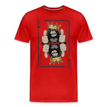 Apes of Spades Gorilla King Map Monkey Gift - Men's Premium Organic T-Shirt - red - Front - Damien (186cm)