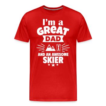I'm a great dad and a strong skier - Men's Premium Organic T-Shirt - red - Front - Damien (186cm)