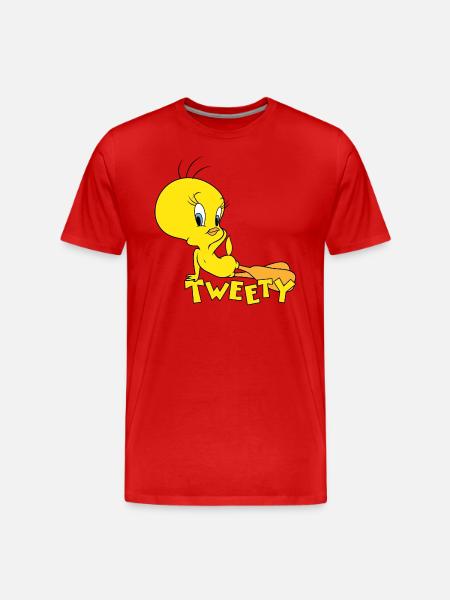 Looney Tunes Tweety Bird Pose - Herre Premium T-shirt økologisk - rød