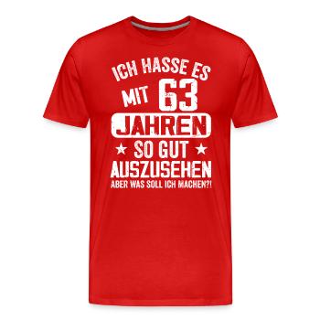 63 Jahre Jung - Vintage Geburtstagsspruch - Männer Premium Bio T-Shirt - Rot - Vorne - Damien (186cm)