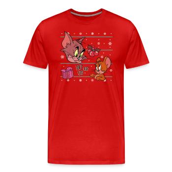 Tom und Jerry Ugly X-Mas Ho! Oh! Oh! - Männer Premium Bio T-Shirt - Rot - Vorne - Damien (186cm)
