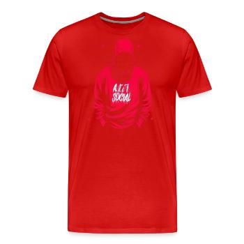 Anti-Social Red Hoodie Graffiti Tag with Drips - Men's Premium Organic T-Shirt - red - Front - Damien (186cm)