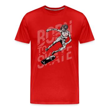 NÉ SKATE BOARDER SK8 LONGBOARDER MOTIFS DE PATINAGE - T-shirt bio Premium Homme - rouge - Devant - Damien (186cm)