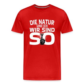DieNatur und ich - Männer Premium Bio T-Shirt - Rot - Vorne - Damien (186cm)