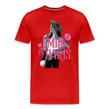 Emily In Paris Emily Mit Logo Und Rosen - Männer Premium Bio T-Shirt - Rot - Vorne - Damien (186cm)