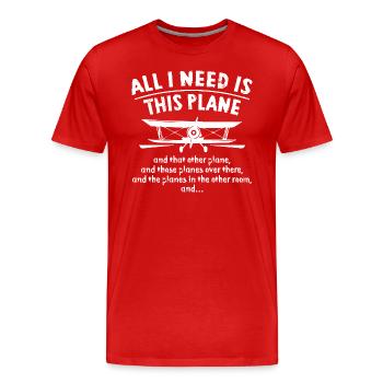 Airplane - Men's Premium Organic T-Shirt - red - Front - Damien (186cm)