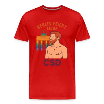 Berlin célèbre l’amour de l’homme CSD - T-shirt bio Premium Homme - rouge - Devant - Damien (186cm)