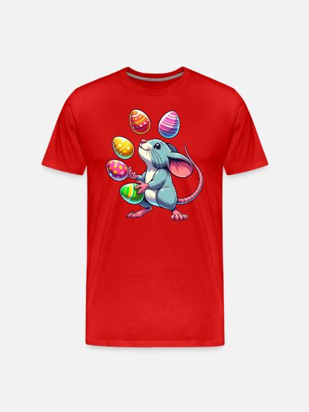 Easter Mouse & Rat Egg Juggling - Men's Premium Organic T-Shirt - red