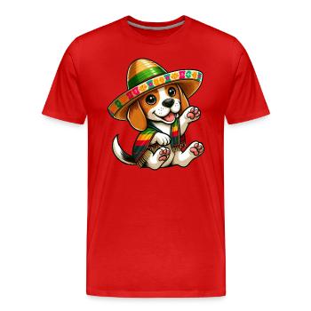 Cinco de Mayo Beagle Dog Fiesta - T-shirt bio Premium Homme - rouge - Devant - Damien (186cm)