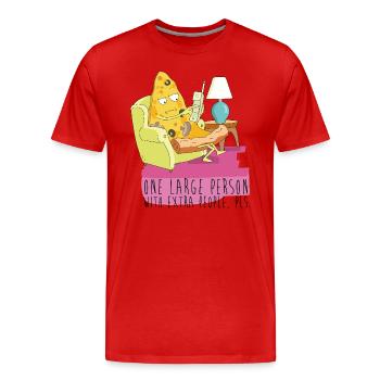 Rick Et Morty Pizza One Large Person Please - T-shirt bio Premium Homme - rouge - Devant - Damien (186cm)