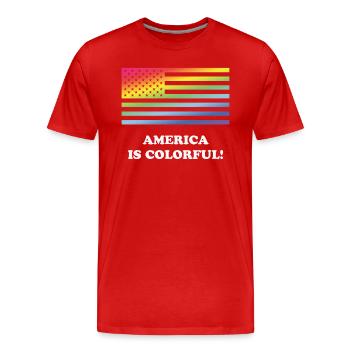 Amerika ist bunt! (Stars And Stripes) - Männer Premium Bio T-Shirt - Rot - Vorne - Damien (186cm)