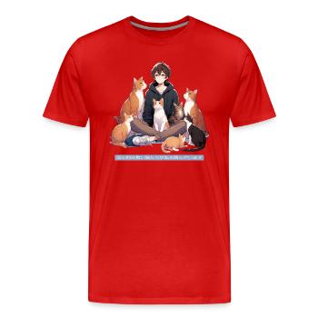 Cat Anime Funny Animals - Men's Premium Organic T-Shirt - red - Front - Damien (186cm)