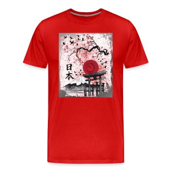 Japan Asia Japanese Art Fuji Torii - Men's Premium Organic T-Shirt - red - Front - Damien (186cm)